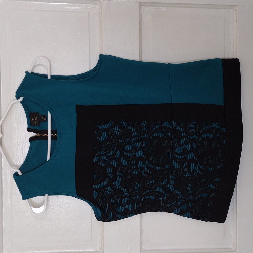 Worthington Blouse Womens Size PL Black and Green